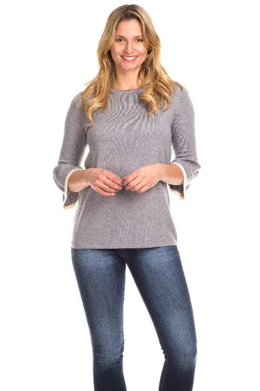 Remmy Ruffle Sweater in Grey