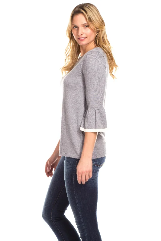 Remmy Ruffle Sweater in Grey