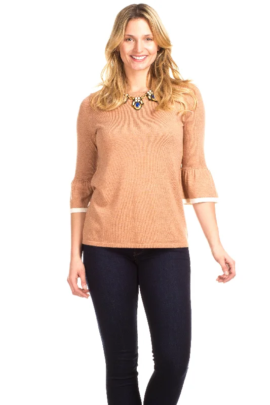 Remmy Ruffle Sweater in Camel