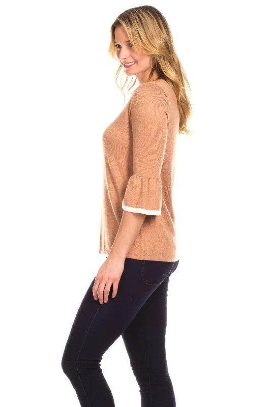 Remmy Ruffle Sweater in Camel