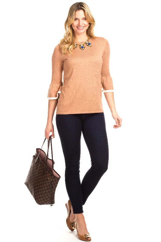 Remmy Ruffle Sweater in Camel