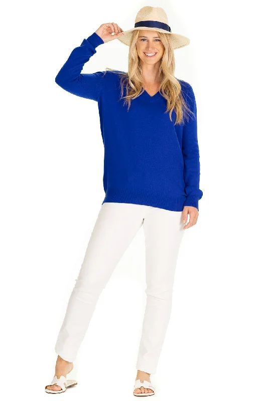 The Everyday 100% Cashmere V-Neck in Regatta Blue