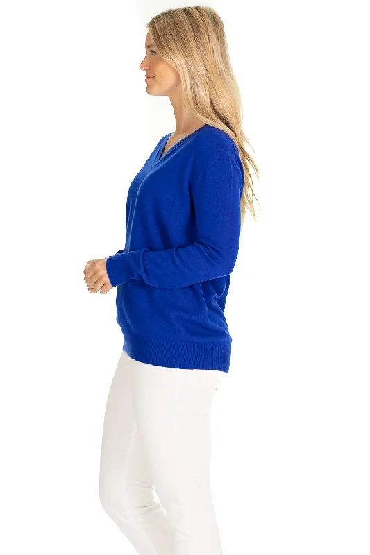 The Everyday 100% Cashmere V-Neck in Regatta Blue