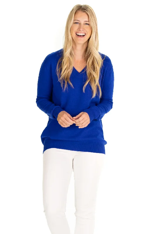 The Everyday 100% Cashmere V-Neck in Regatta Blue