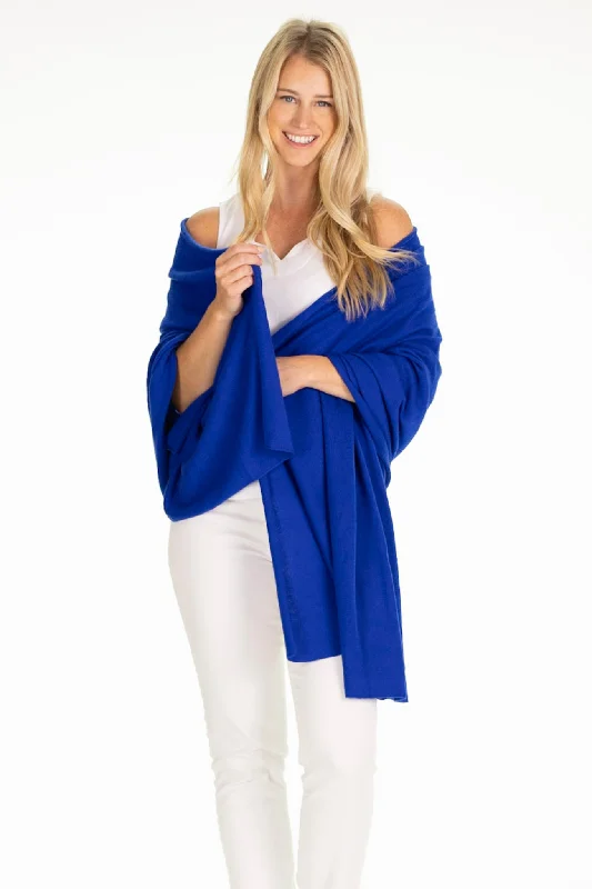 The 100% Cashmere Ryan Wrap in Regatta Blue