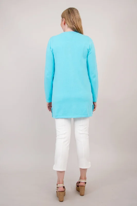 Tommy Cardigan, Turquoise, Cotton