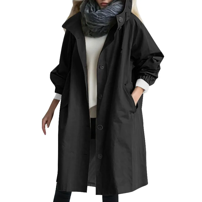 Getadme Trench Coat For Women Elegant Windbreaker Hooded Coat Winter Jacket Loose Outwear Korean Style Abrigos Para Mujeres