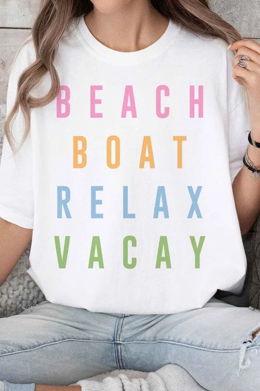 BEACH BOAT RELAX VACAY GRAPHIC TEE