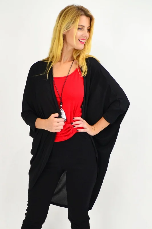 Black Round Batwing Freesize Cardigan