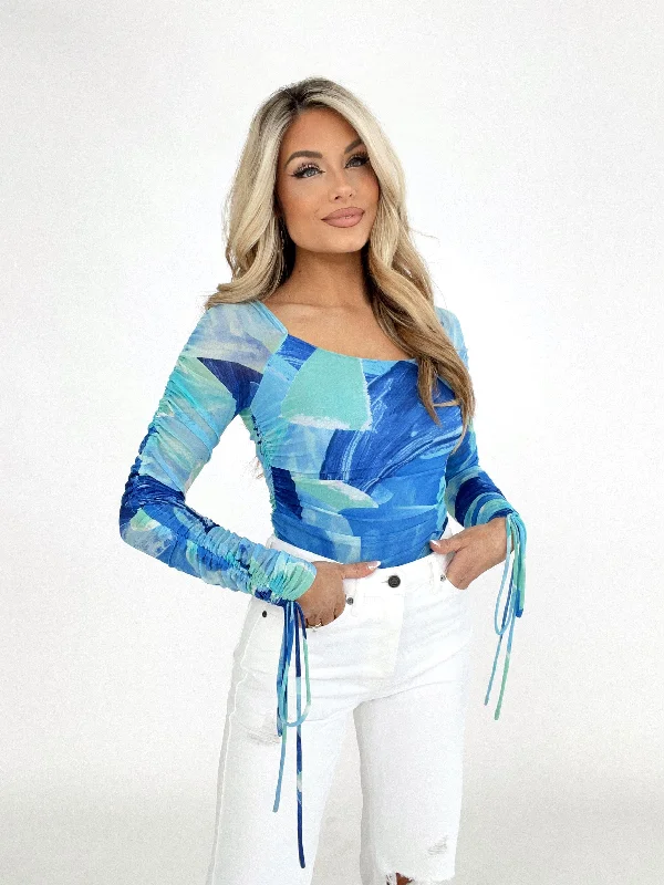 Blue Abstract Bodysuit