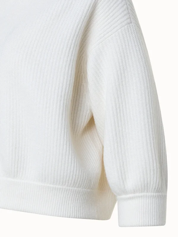 Boxy Ribbed Knit Cashmere Pullover