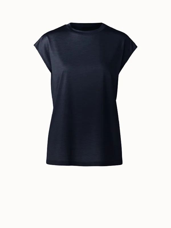 Cap Sleeve Silk Jersey T-Shirt