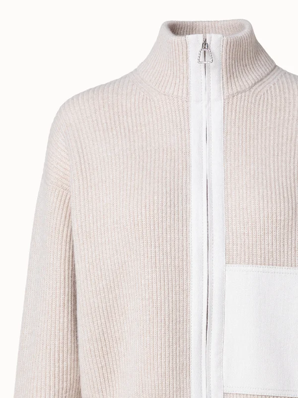 Boxy Cashmere Zip Cardigan