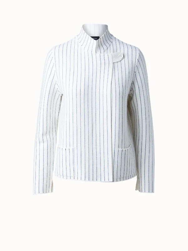 Cashmere Double Face Striped Knit Cardigan