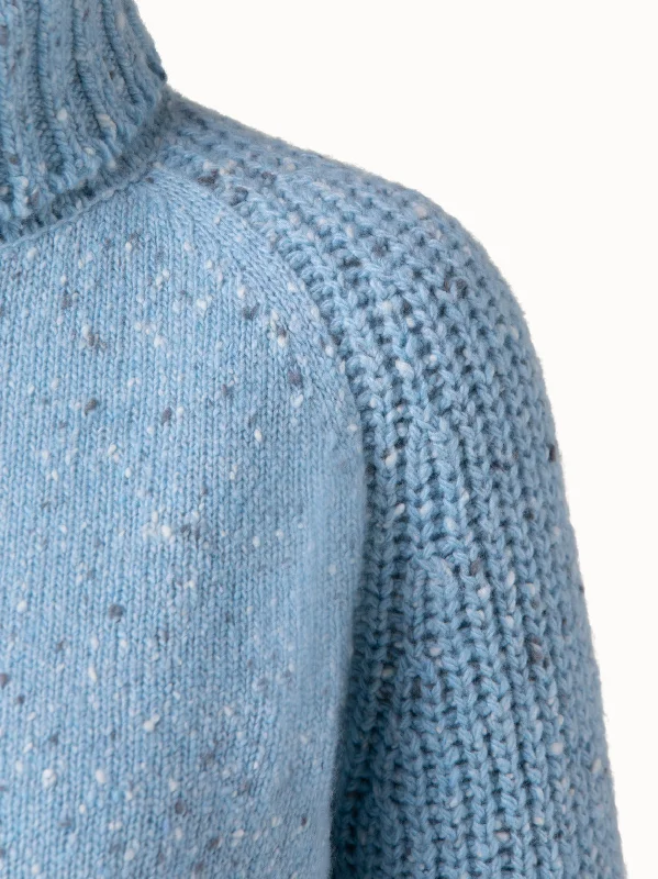 Cashmere Knit Turtleneck with Intarsia Details