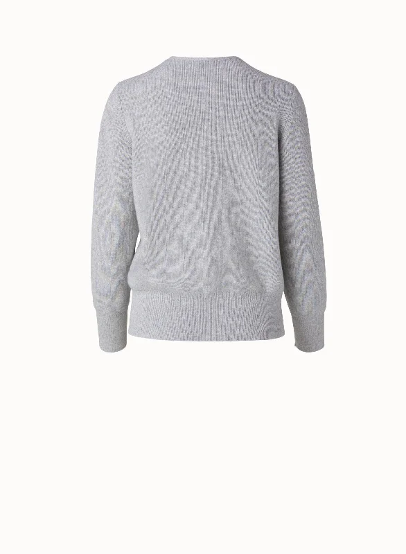 Cashmere Lurex Ribbed V-Neck Knit Pullover