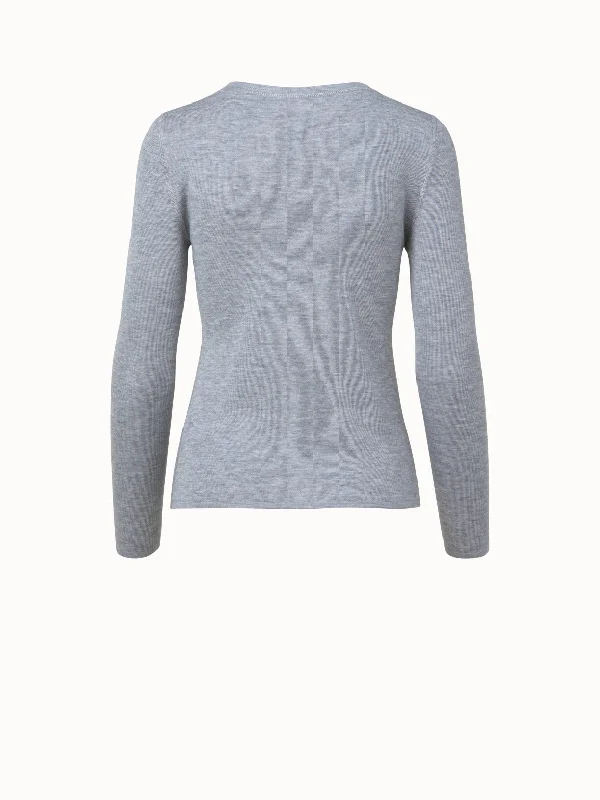 Cashmere Silk Fitted Scoop Neck Pullover