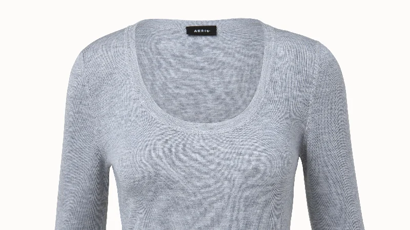 Cashmere Silk Fitted Scoop Neck Pullover