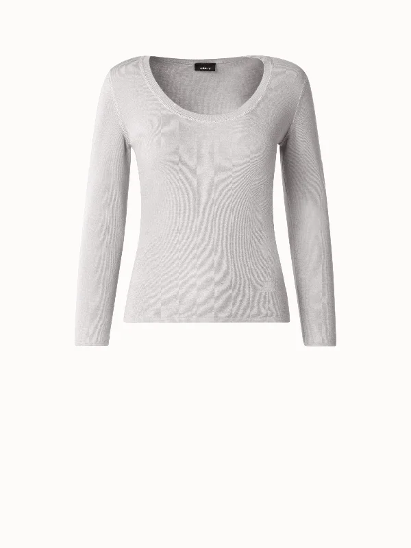 Cashmere Silk Fitted Scoop Neck Pullover