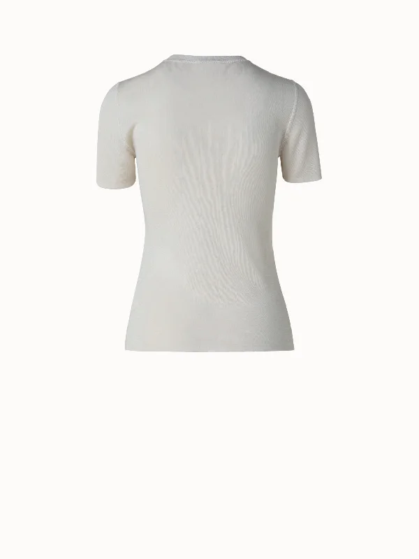 Cashmere Silk Knit Short Sleeve Pullover