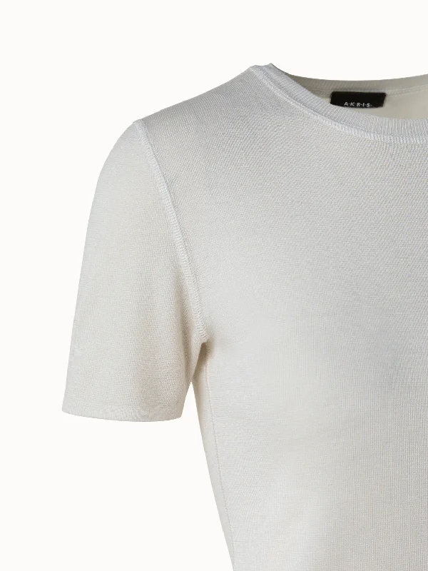 Cashmere Silk Knit Short Sleeve Pullover