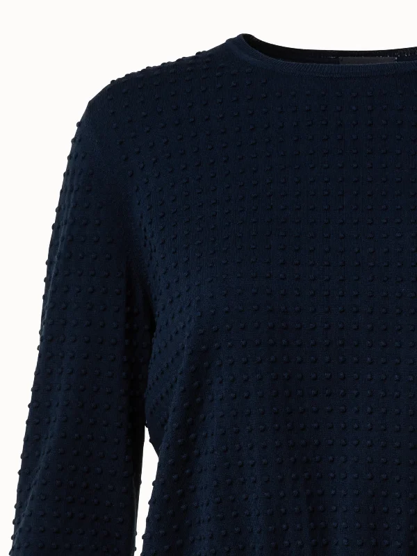 Cotton Stretch 3D Square Knit Pullover