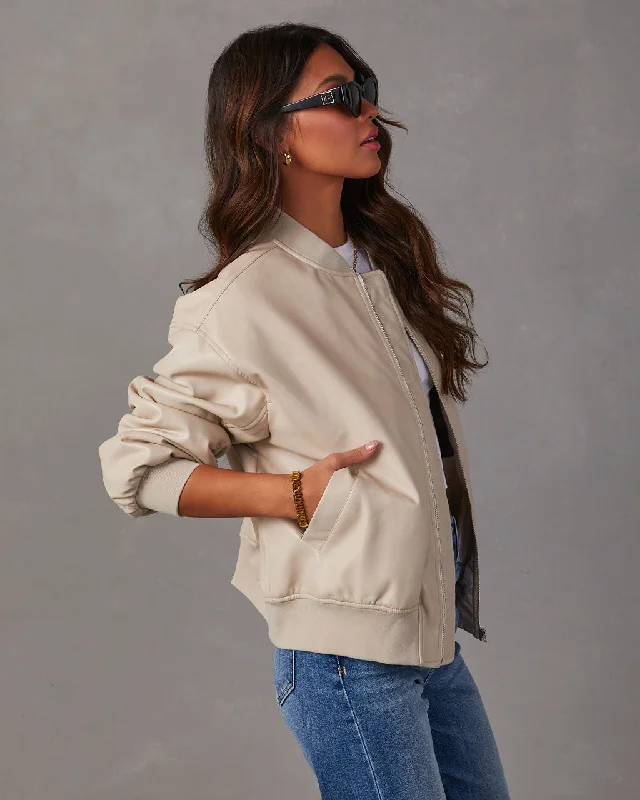 Domingo Faux Leather Zip Bomber Jacket