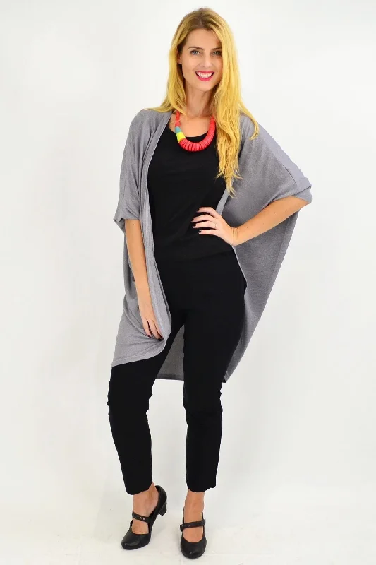 Grey Round Batwing Freesize Cardigan