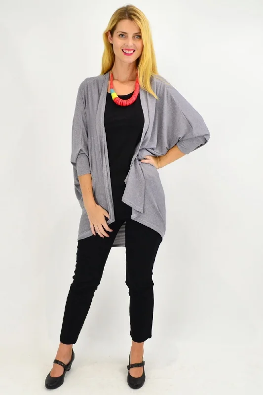 Grey Round Batwing Freesize Cardigan