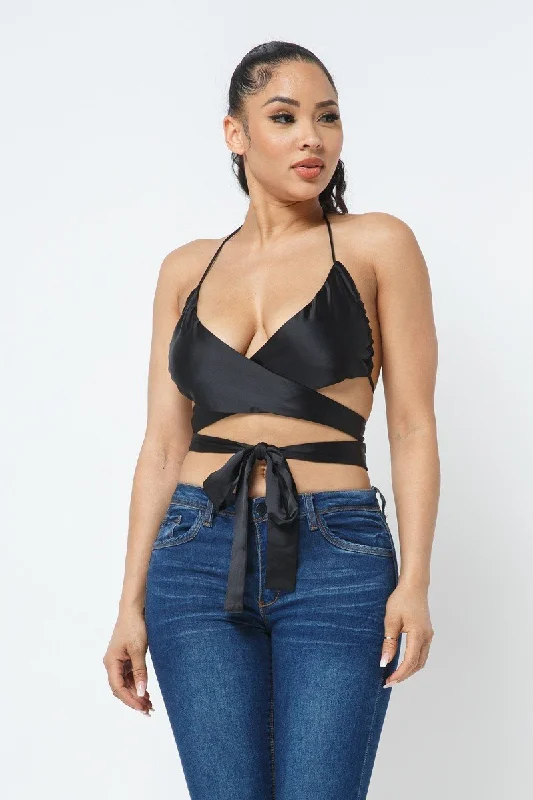 Satin Wrap Around Top