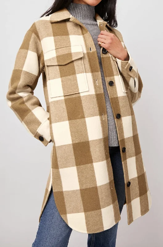 JARO COAT - IVORY CAMEL BUFFALO CHECK