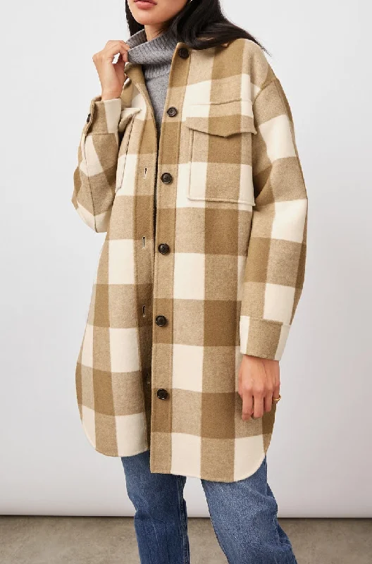 JARO COAT - IVORY CAMEL BUFFALO CHECK