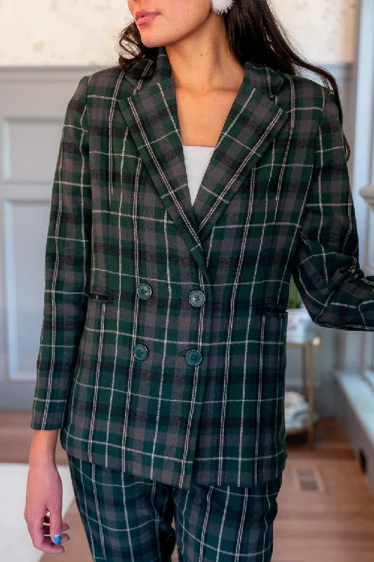 Kennedy Blazer in Green Plaid - FINAL SALE