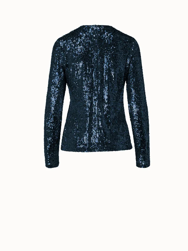 Long Sleeve Sequins Top