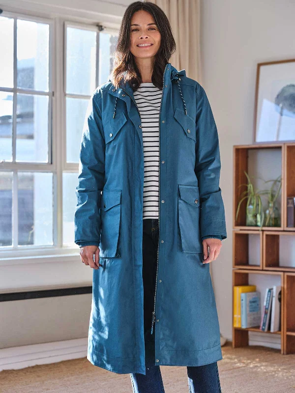 Makenna Organic Cotton Waterproof Parka Jacket - Lake Blue