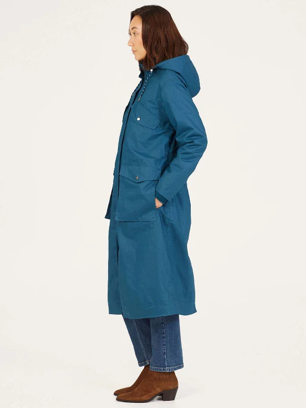 Makenna Organic Cotton Waterproof Parka Jacket - Lake Blue