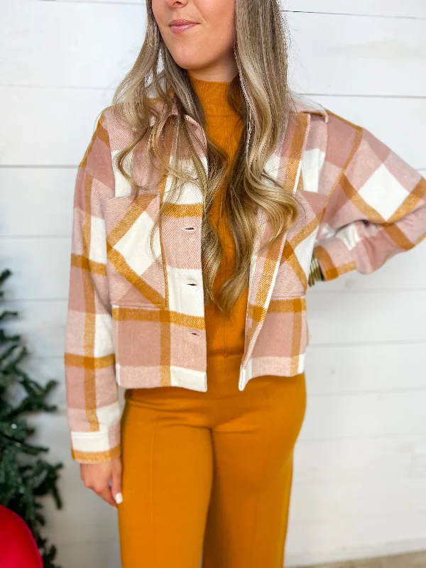 [Mud Pie] Blush Maverick Plaid Jacket