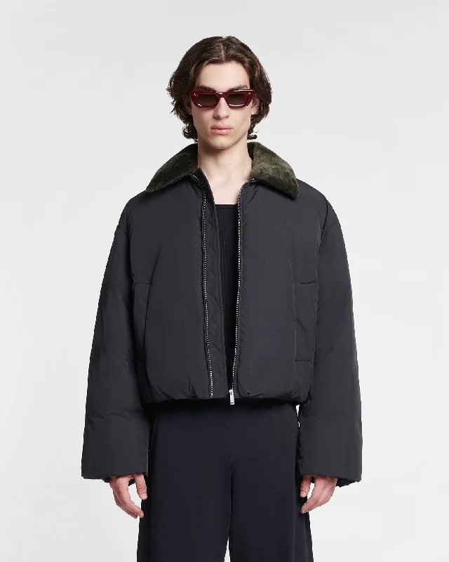 Zacharie - Faux Fur and Tech Nylon Jacket - Black