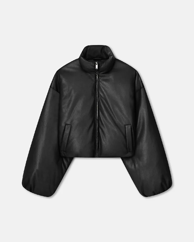 Lilima - Cropped Okobor™ Alt-Leather Puffer Jacket - Black