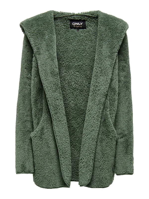 ONLY HOOD SHERPA COAT IN GREEN