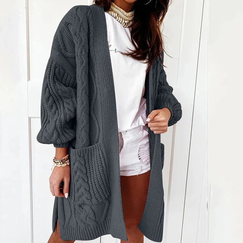 Oversized Lantern Sleeve Warm Twist Loose Long Autumn Winter Coats