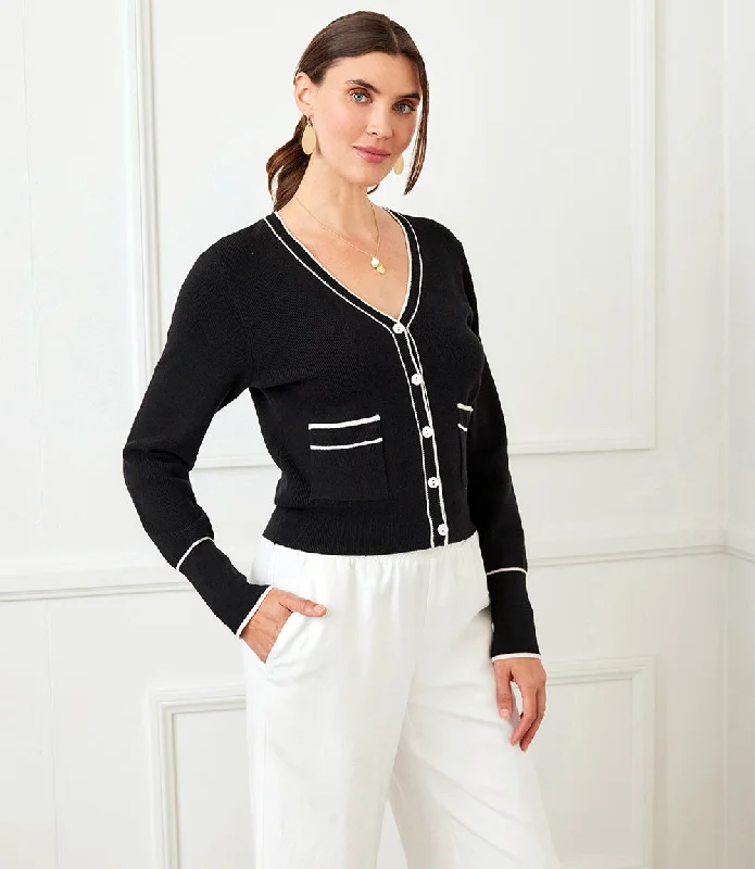 Petite Size Contrast Trim Cardigan