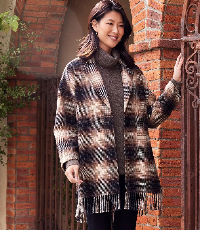 Plaid Fringe Jacket