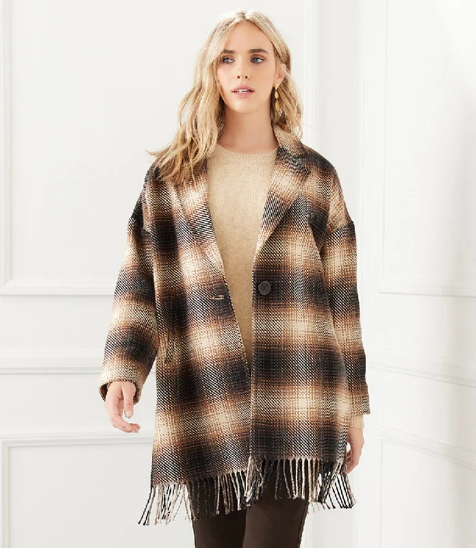 Plaid Fringe Jacket