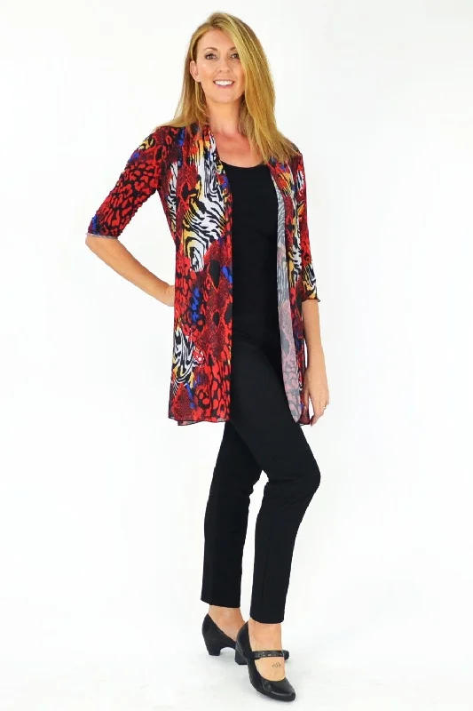 Red Animal Print Cardigan