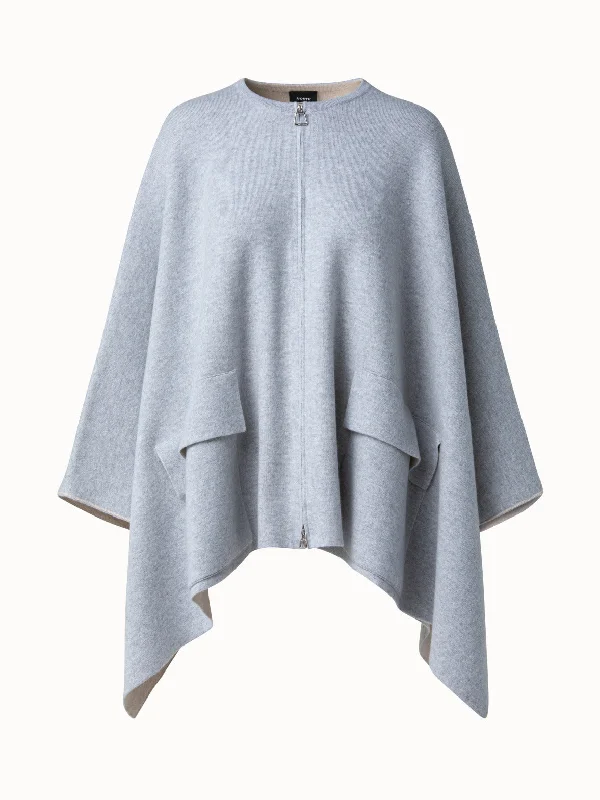 Reversible Bi-color Cashmere Double Face Cape