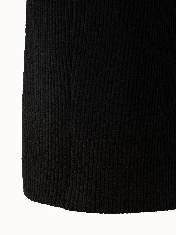 Ribbed Wool Stretch Knit Tube Skirt