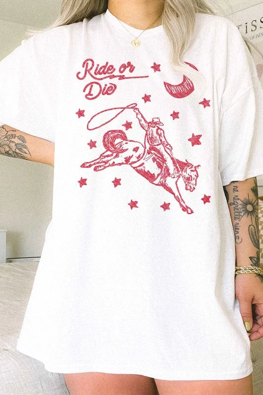 RIDE OR DIE WESTERN COWBOY OVERSIZED GRAPHIC TEE