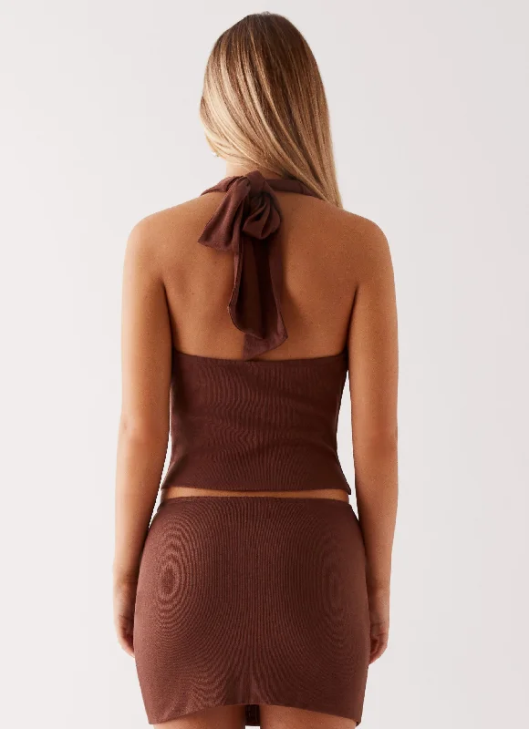 Sass Cowl Neck Top - Brown