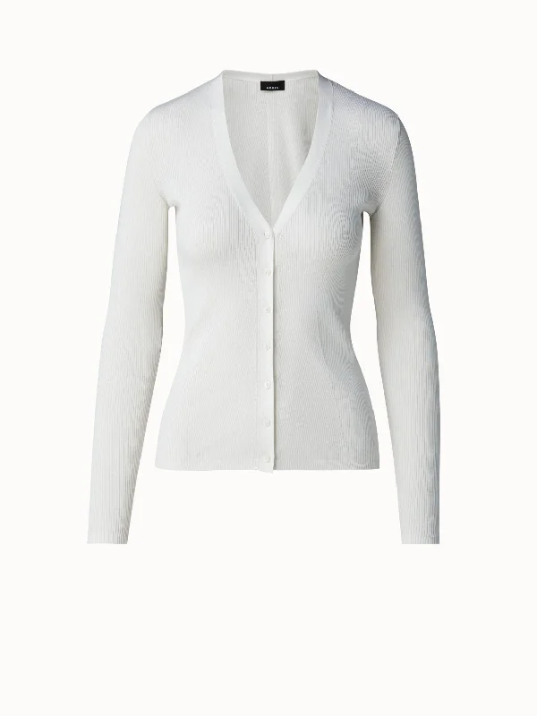 Sea Island Cotton Ribbed Knit Cardigan